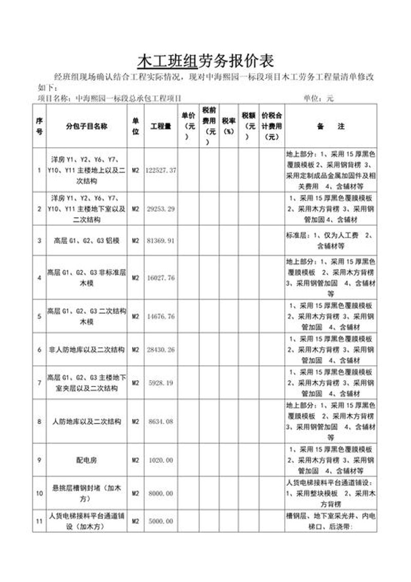木工劳务